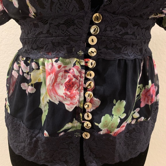 Navy Floral Kimono - Picture 2 of 6